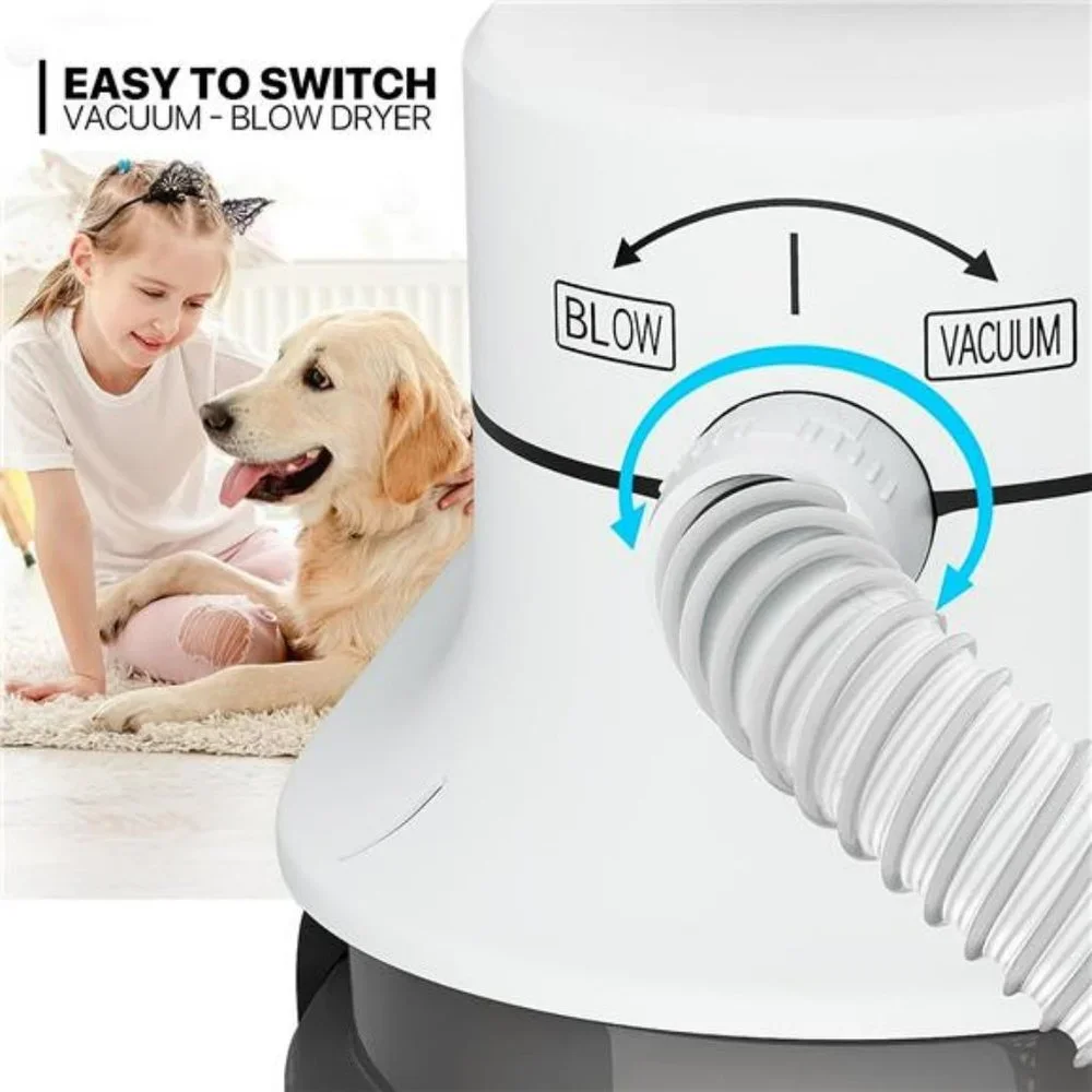 Dog Grooming Vacuum & Hair Blower & Electric Clippers, 3-in-1 Pet Grooming Kit